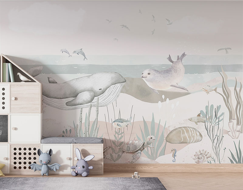 Papel pintado infantil fondo marino